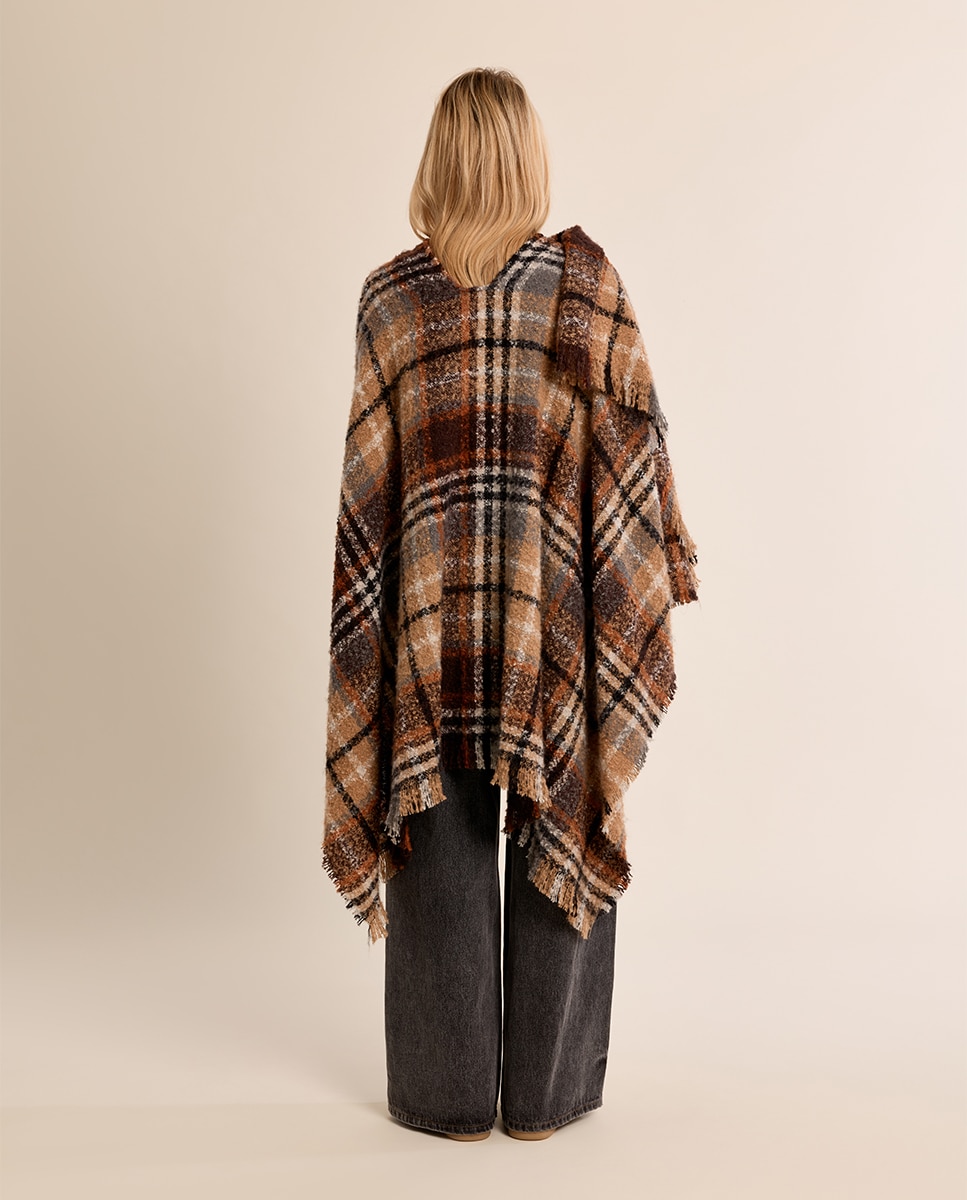 Poncho de mujer largo con estampado - Molly Bracken - Camel Camel-4