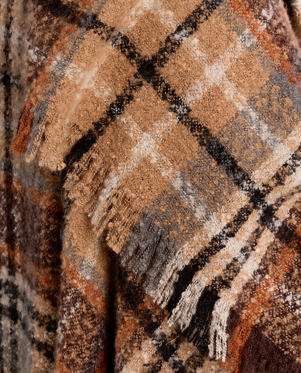 Poncho de mujer largo con estampado - Molly Bracken - Camel Camel-5