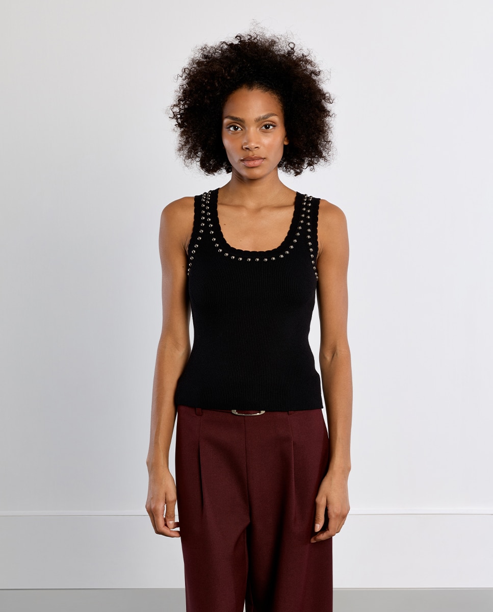 Top de mujer de tirantes detalle abalorios - Lili Sidonio - Negro Negro-2