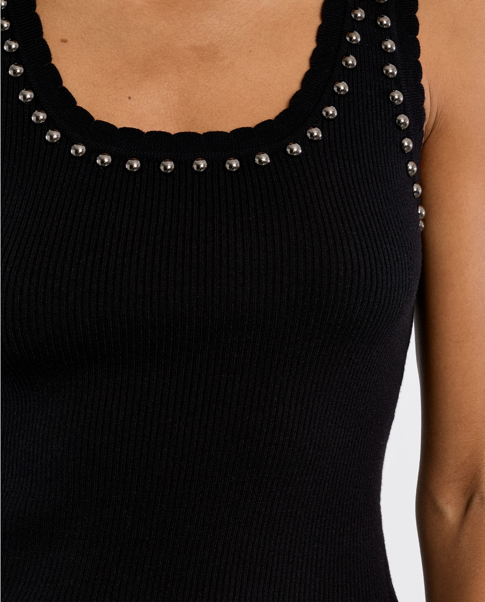 Top de mujer de tirantes detalle abalorios - Lili Sidonio - Negro Negro-5
