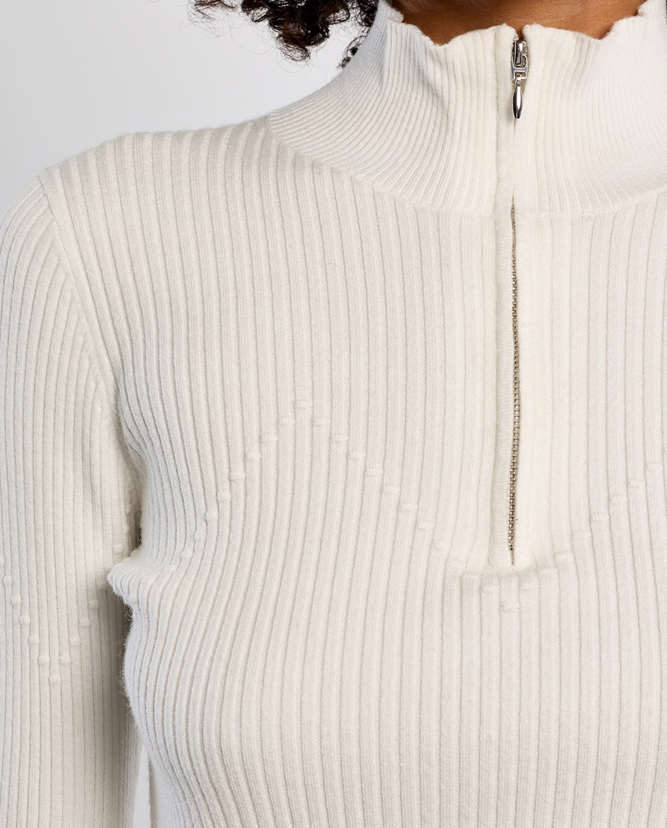 Jersey de mujer de manga larga cuello alto - Lili Sidonio - Blanco Blanco-5