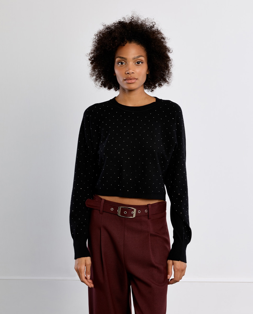 Sudadera de mujer de manga larga con lunares brillantes - Lili Sidonio - Negro Negro-2