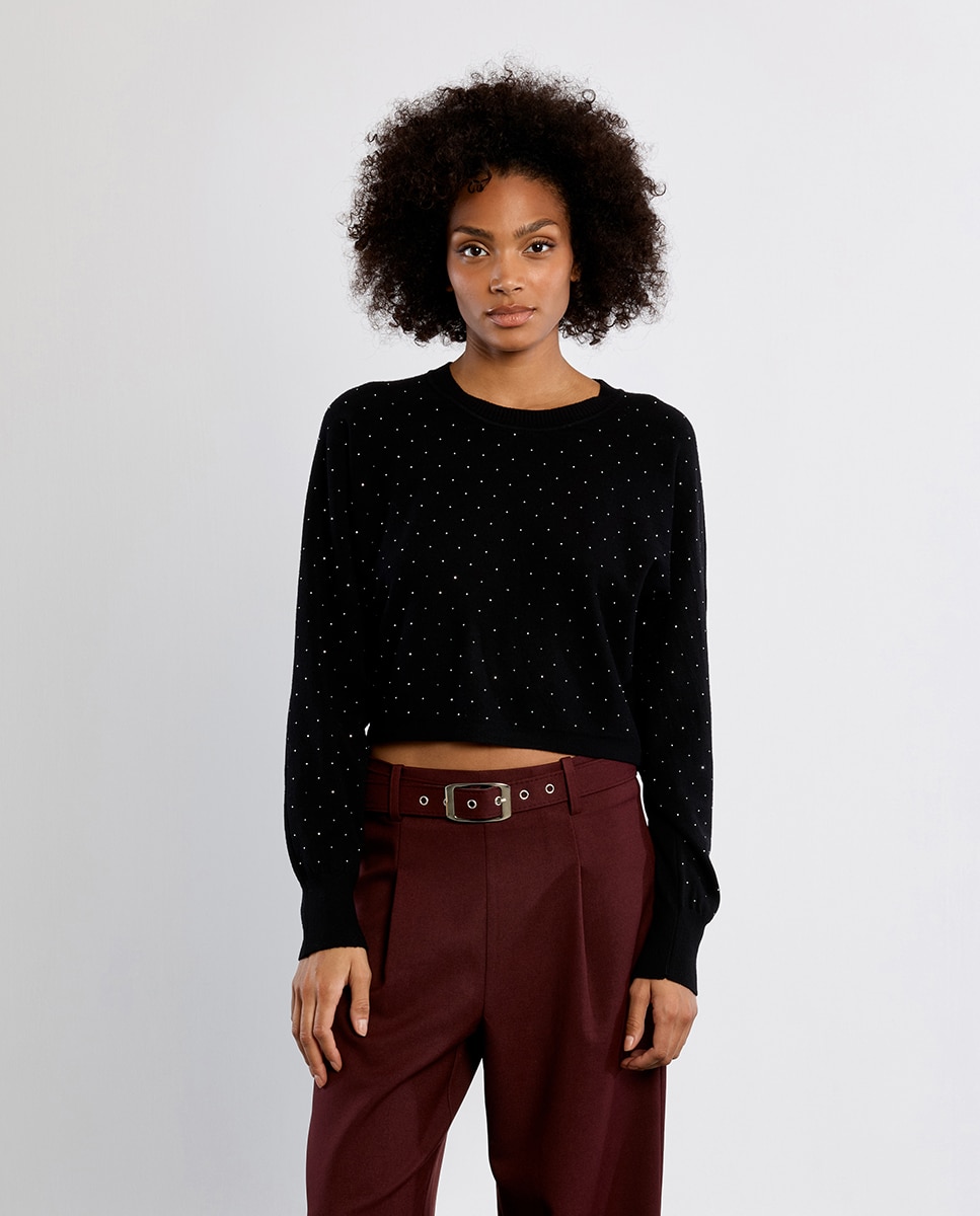 Sudadera de mujer de manga larga con lunares brillantes - Lili Sidonio - Negro Negro-3