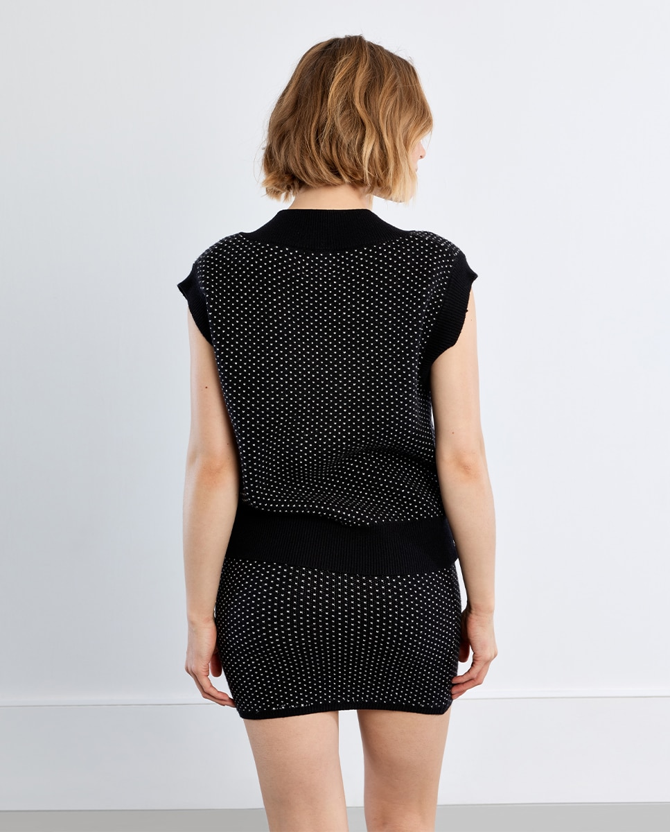 Jersey de mujer de manga sisa estampado lunares - Lili Sidonio - Negro Negro-4