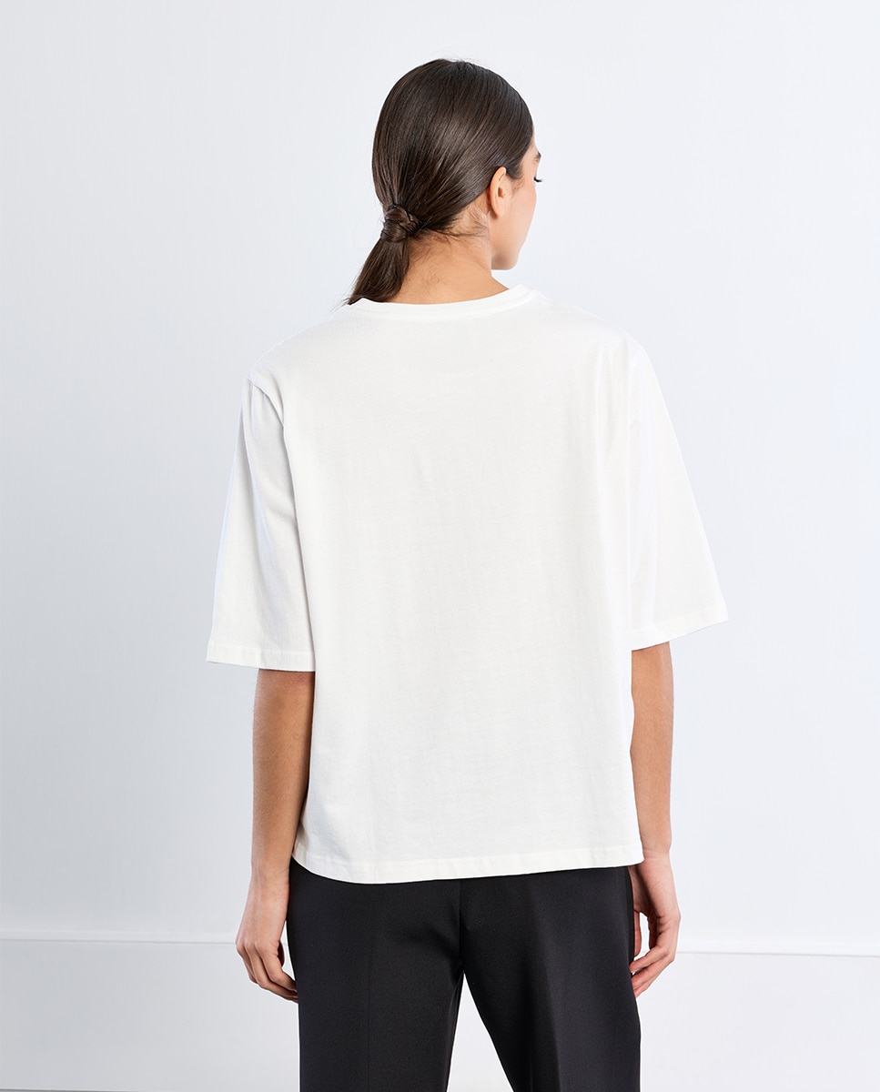 Camiseta de mujer de manga corta con estampado - Lili Sidonio - Blanco Blanco-4