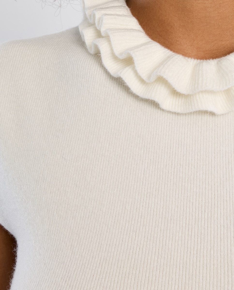 Jersey de mujer de manga corta detalle volantes - Lili Sidonio - Blanco Blanco-5