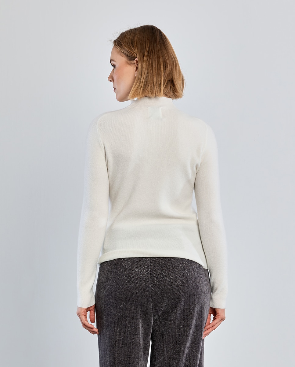 Jersey de mujer de manga larga cuello alto - Lili Sidonio - Blanco Blanco-4
