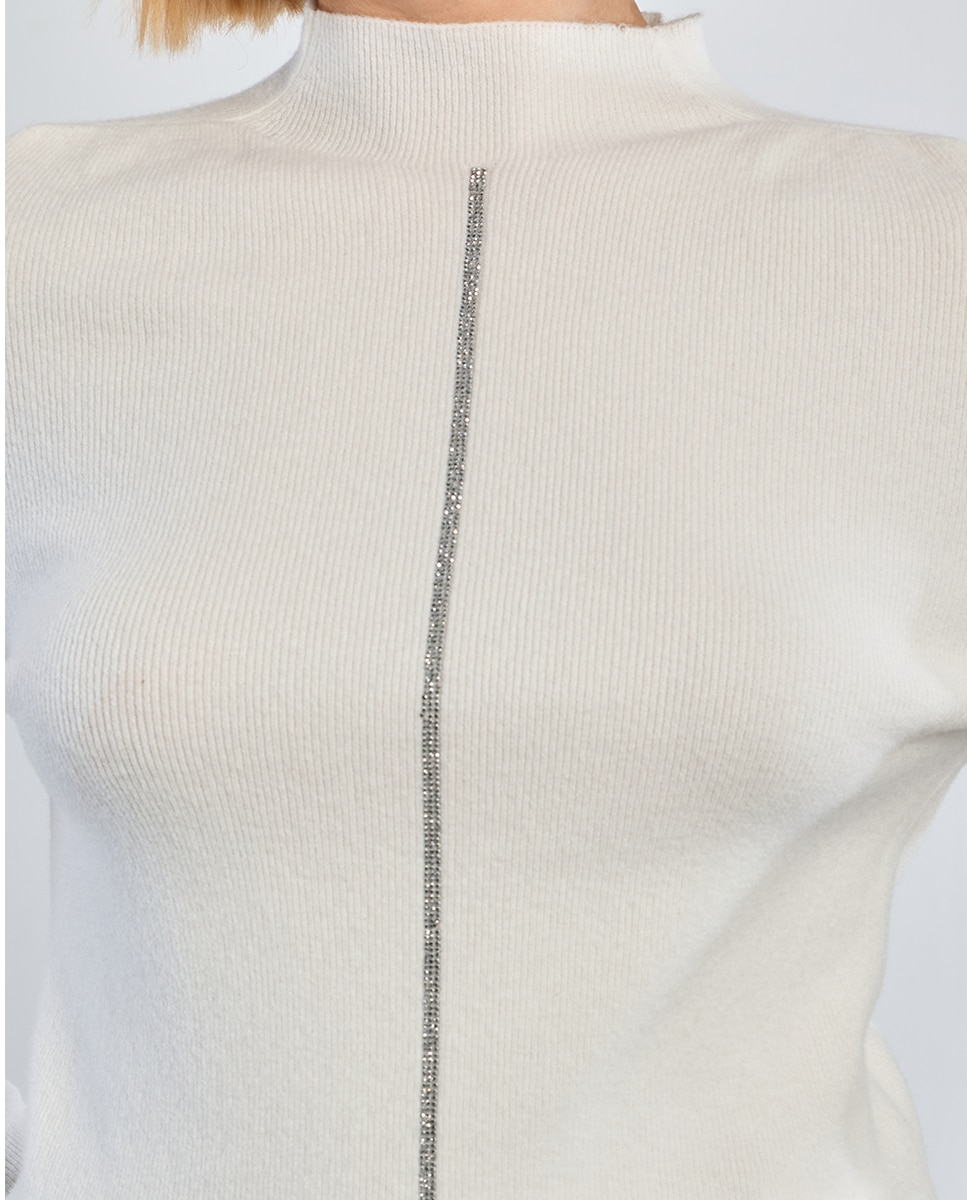 Jersey de mujer de manga larga cuello alto - Lili Sidonio - Blanco Blanco-5