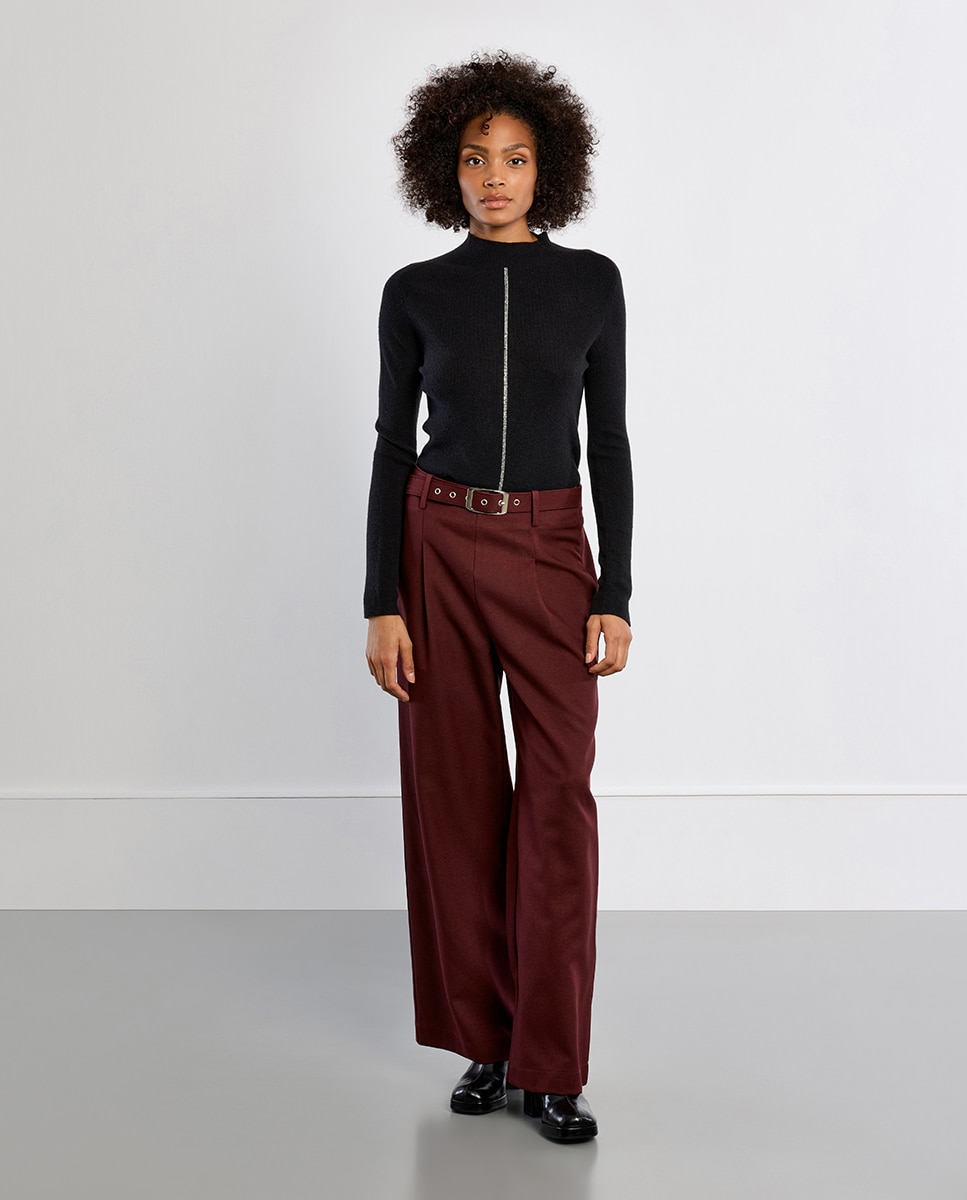 Jersey de mujer de manga larga cuello alto - Lili Sidonio - Negro Negro-2