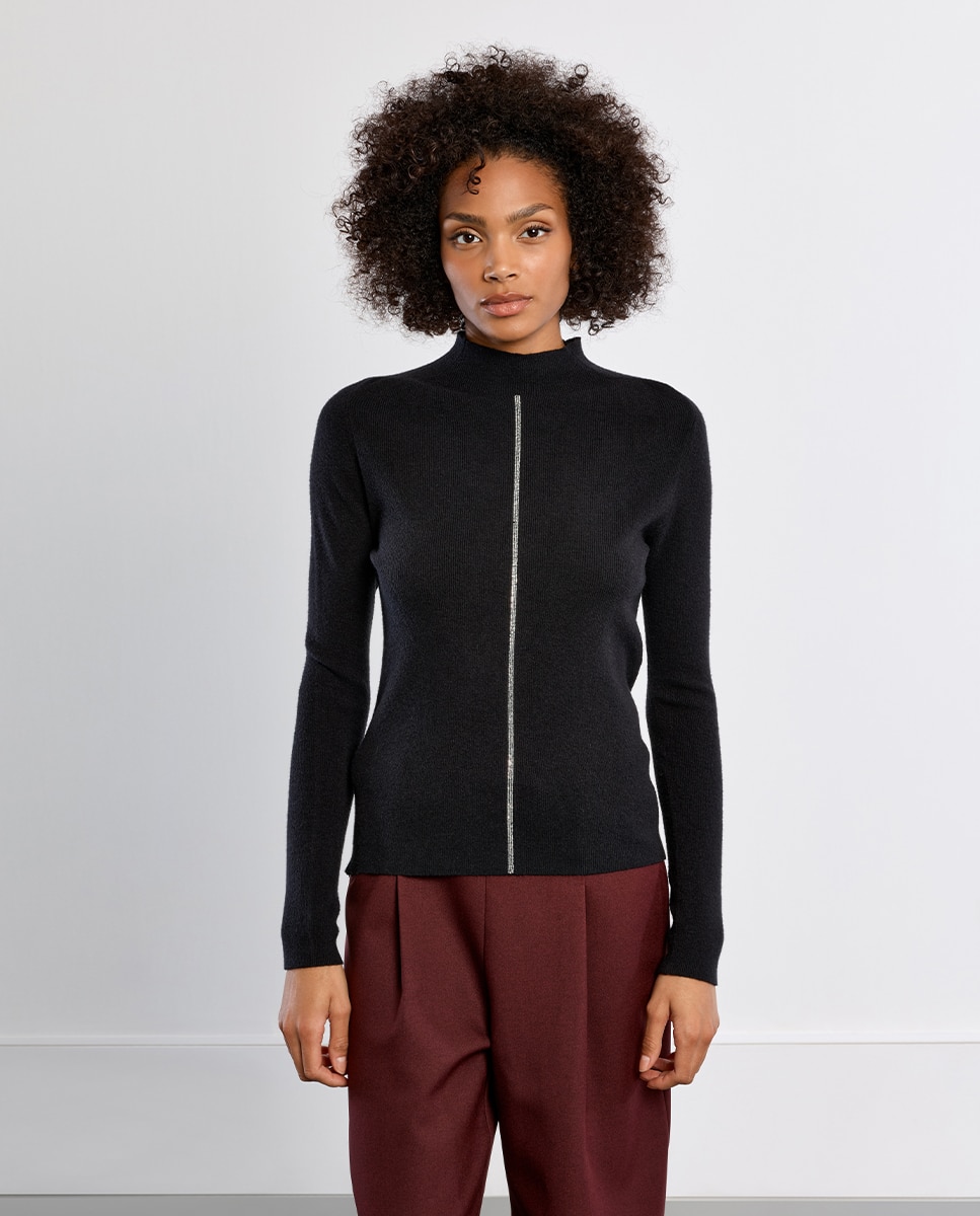 Jersey de mujer de manga larga cuello alto - Lili Sidonio - Negro Negro-3
