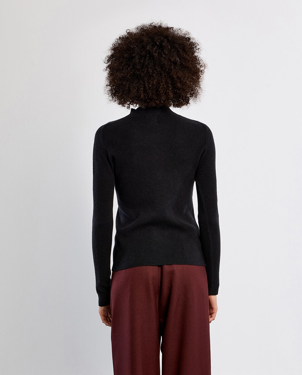 Jersey de mujer de manga larga cuello alto - Lili Sidonio - Negro Negro-4