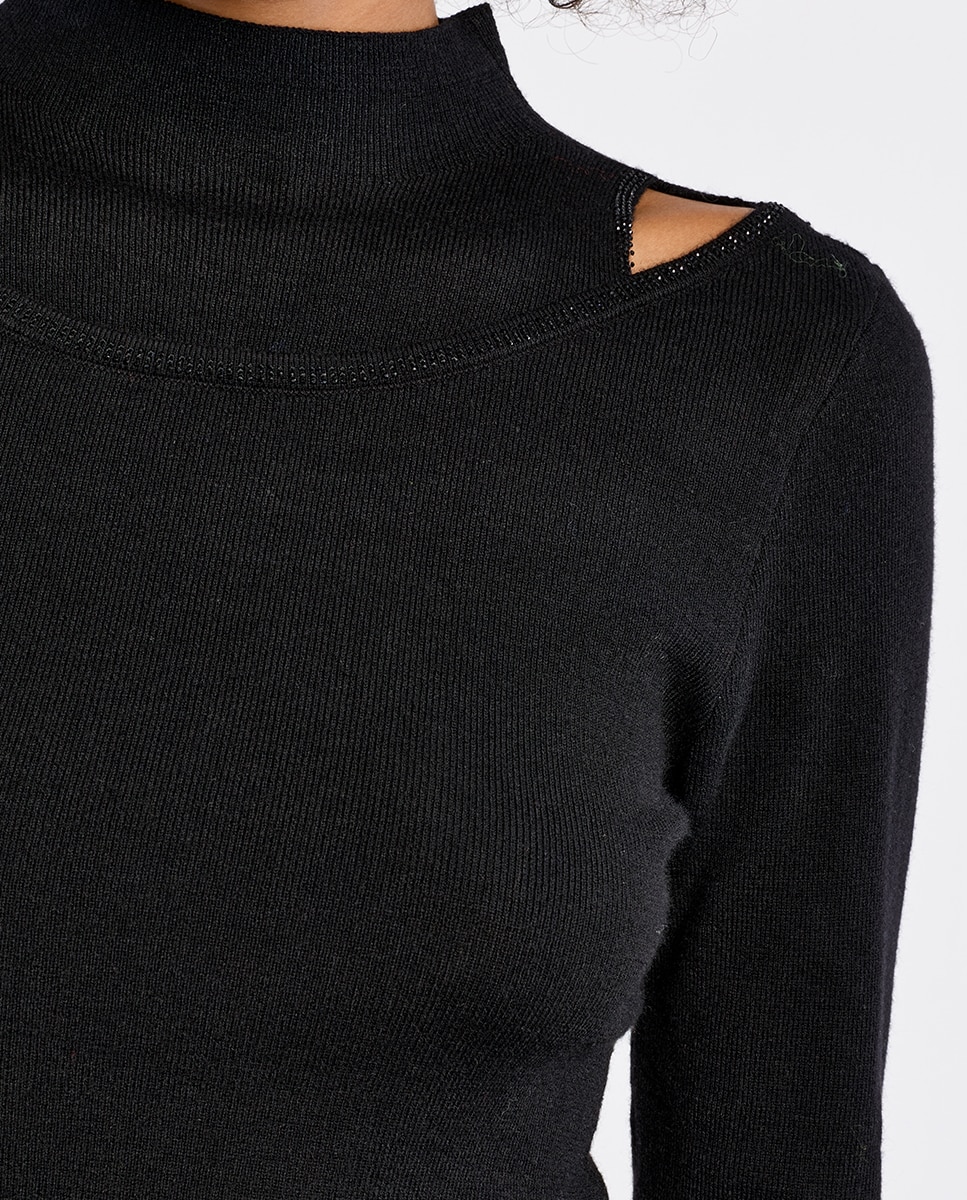Jersey de mujer de manga larga detalle aberturas - Lili Sidonio - Negro Negro-5