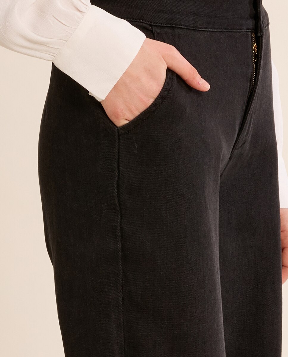 Pantalón de mujer vaquero acampanado - Molly Bracken - Negro Negro-5