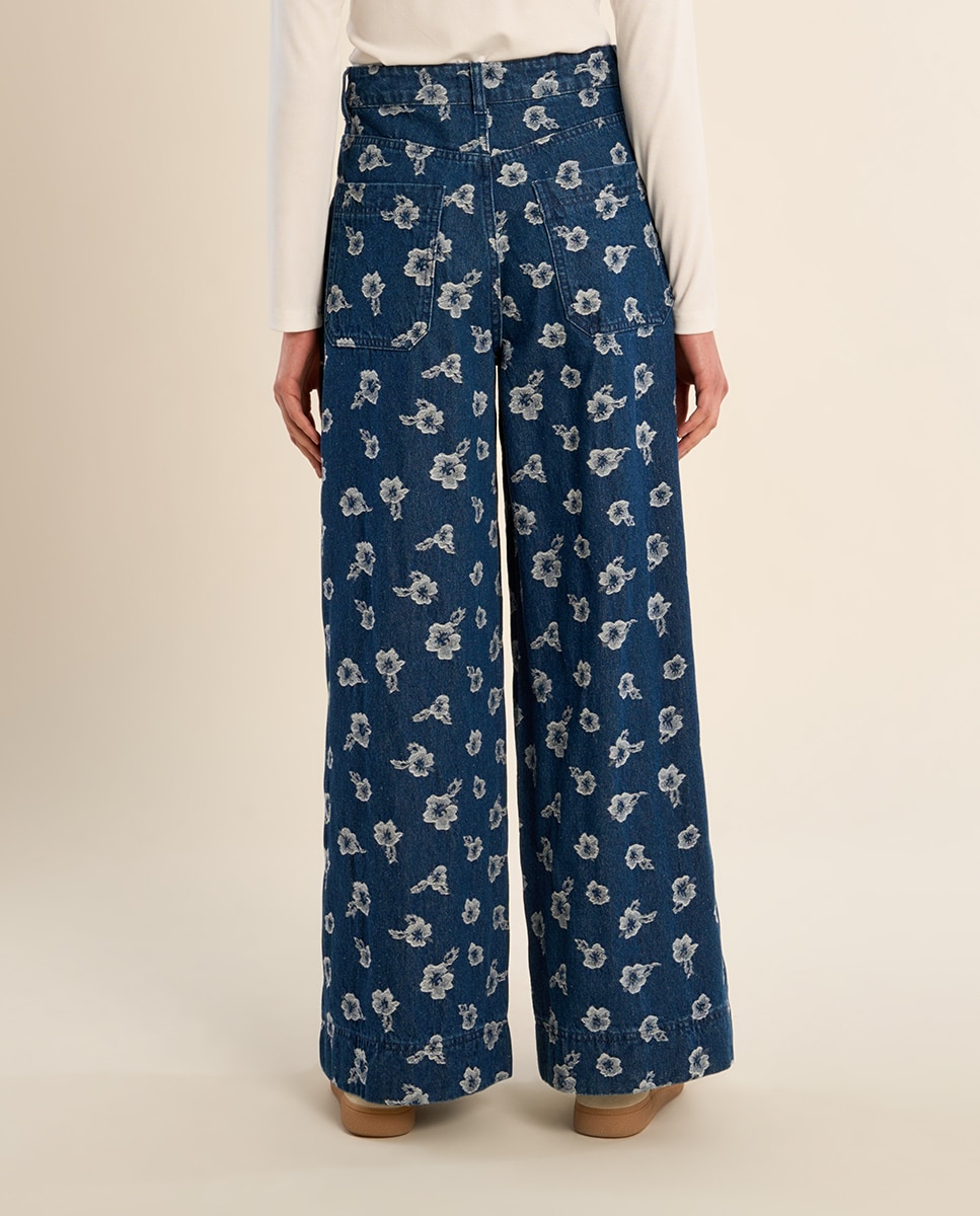 Pantalón de mujer vaquero con estampado - Molly Bracken - Azul Azul-4