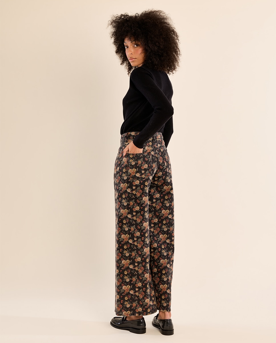 Pantalón de mujer vaquero con estampado - Molly Bracken - Negro Negro-1