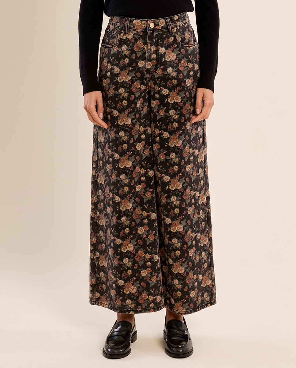 Pantalón de mujer vaquero con estampado - Molly Bracken - Negro Negro-2