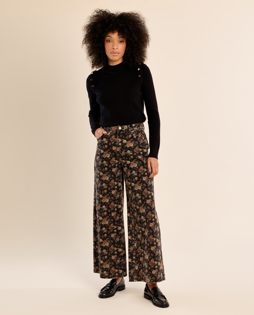 Pantalón de mujer vaquero con estampado - Molly Bracken - Negro Negro-3