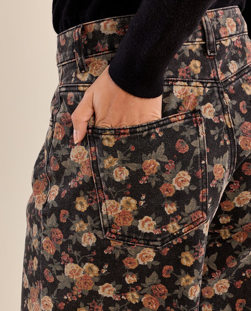 Pantalón de mujer vaquero con estampado - Molly Bracken - Negro Negro-5