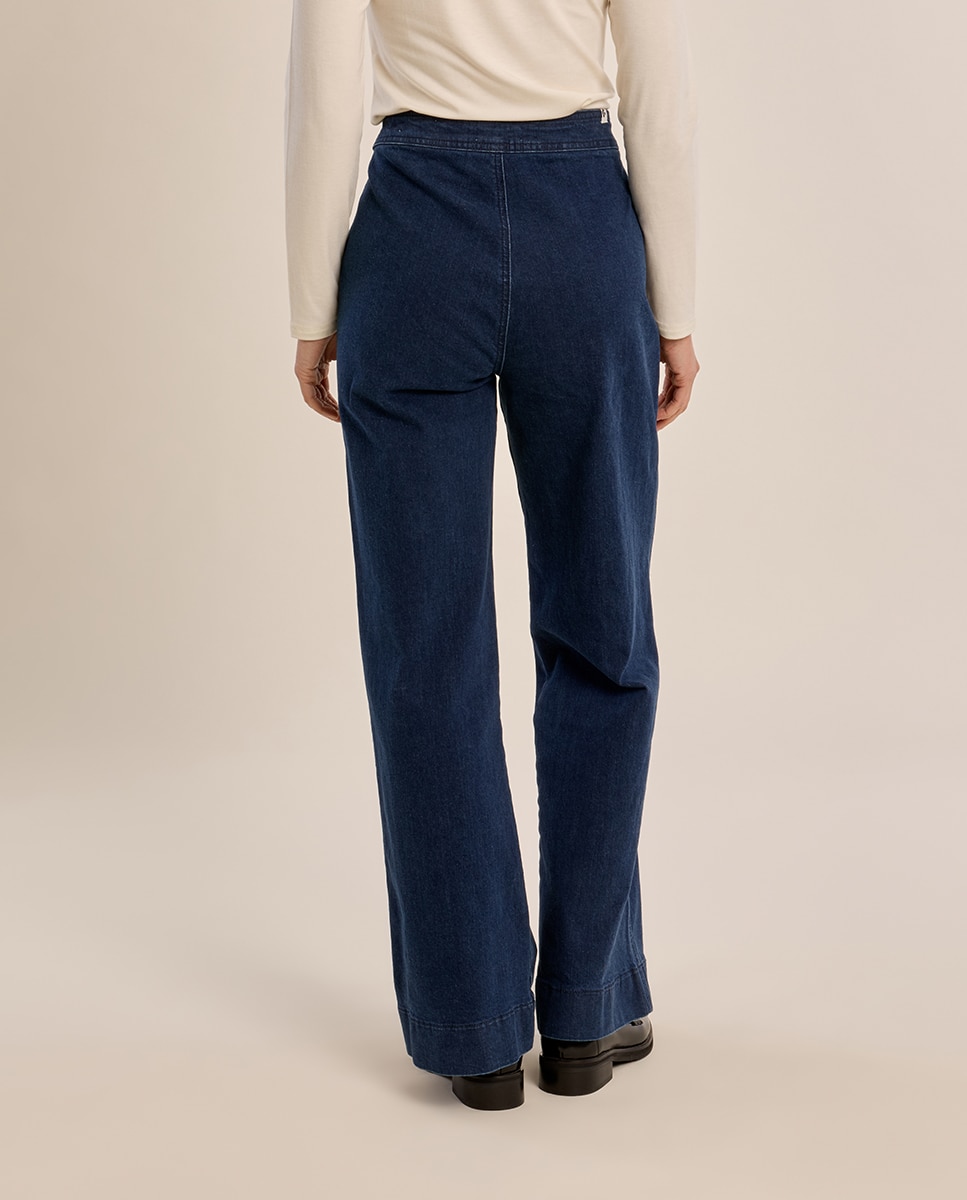 Pantalón de mujer vaquero acampanado - Molly Bracken - Azul marino Azul marino-4