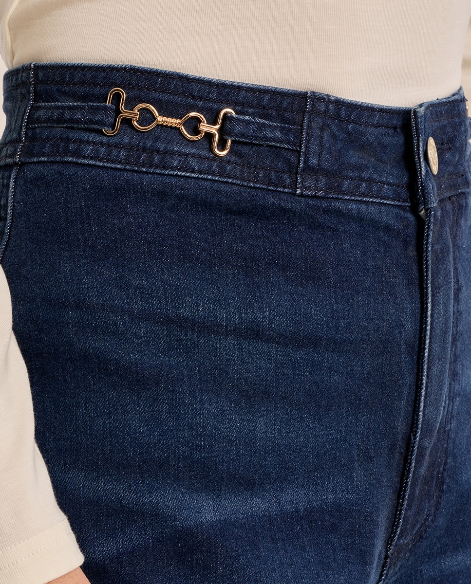 Pantalón de mujer vaquero acampanado - Molly Bracken - Azul marino Azul marino-5
