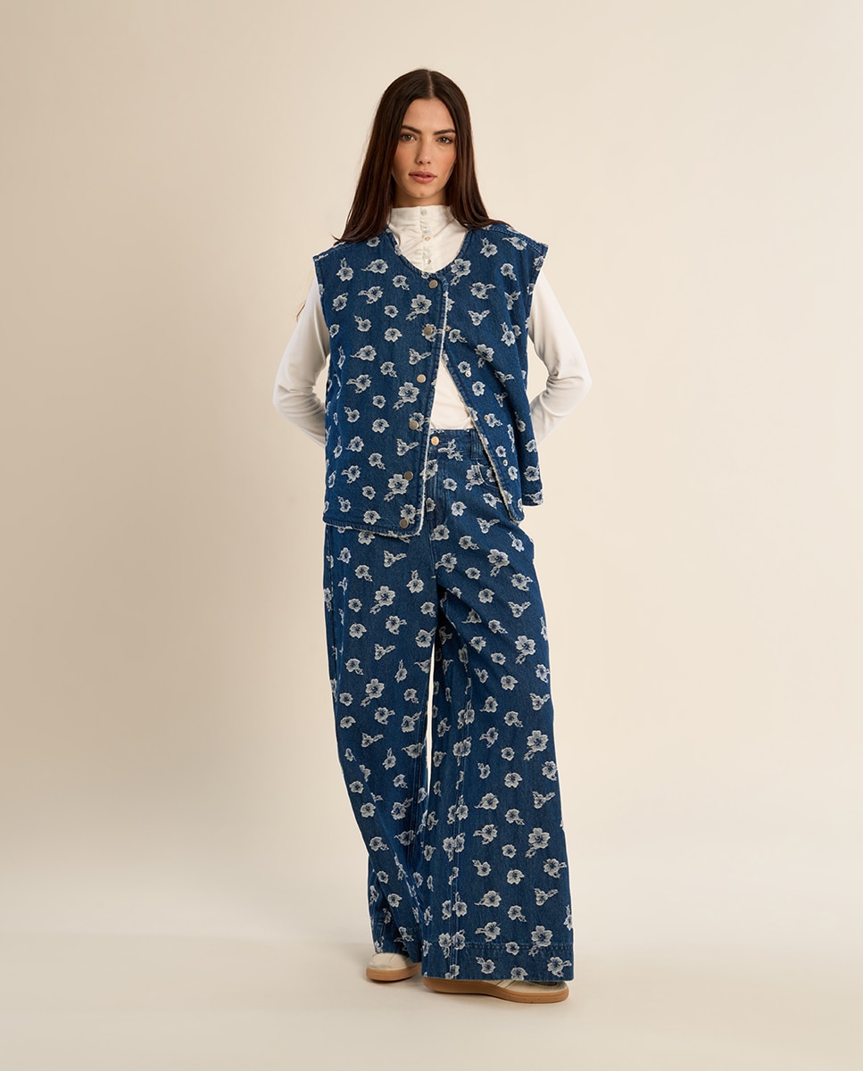 Chaleco de mujer vaquero con estampado - Molly Bracken - Azul Azul-1