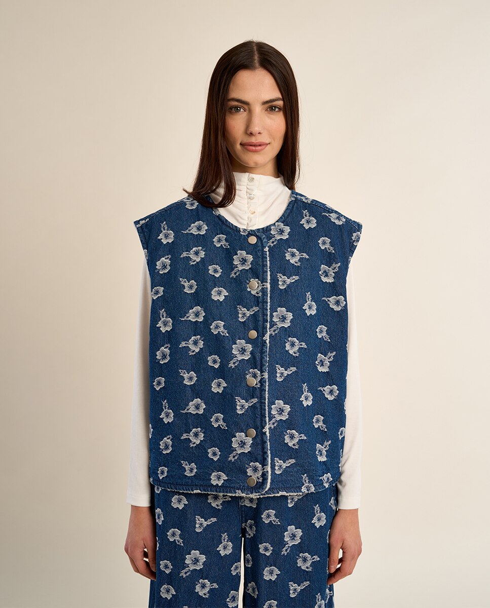Chaleco de mujer vaquero con estampado - Molly Bracken - Azul Azul-2
