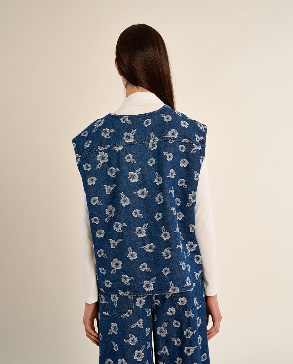 Chaleco de mujer vaquero con estampado - Molly Bracken - Azul Azul-4