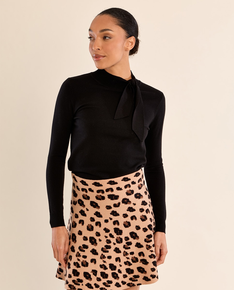 Jersey de mujer de manga larga detalle lazo - Molly Bracken - Negro Negro-3