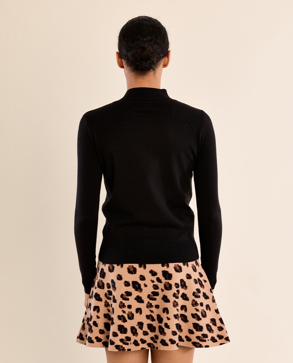 Jersey de mujer de manga larga detalle lazo - Molly Bracken - Negro Negro-4