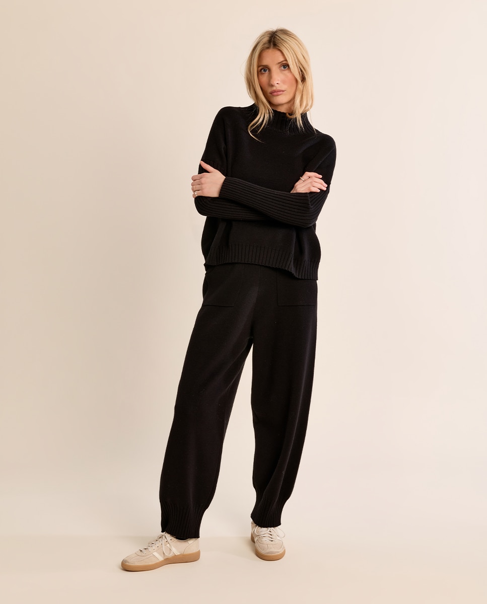 Jersey de mujer de manga larga cuello alto - Molly Bracken - Negro Negro-1