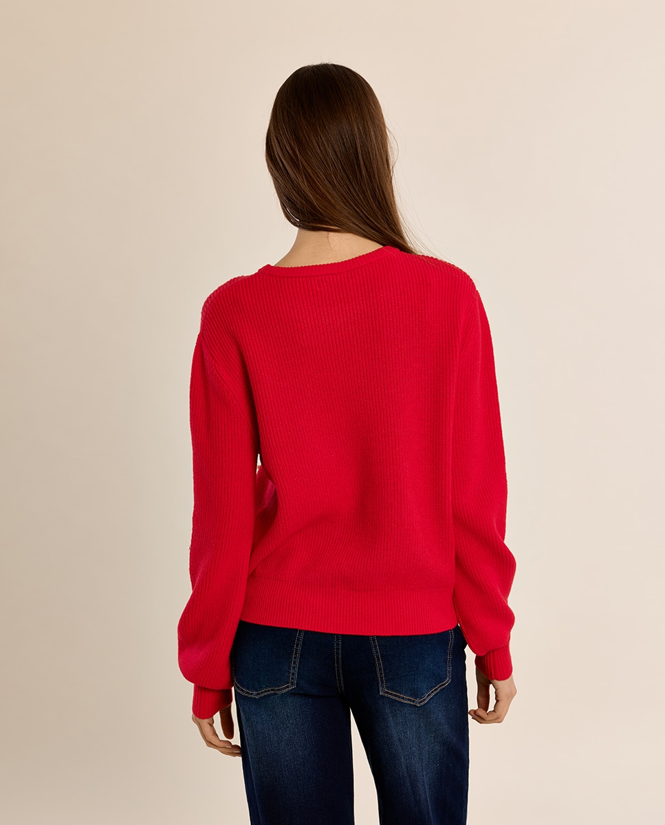 Jersey de mujer de manga larga con abalorios - Molly Bracken - Rojo Rojo-4