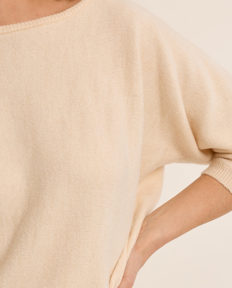 Jersey de mujer de manga 3/4 cuello barco - Molly Bracken - Crema Crema-5