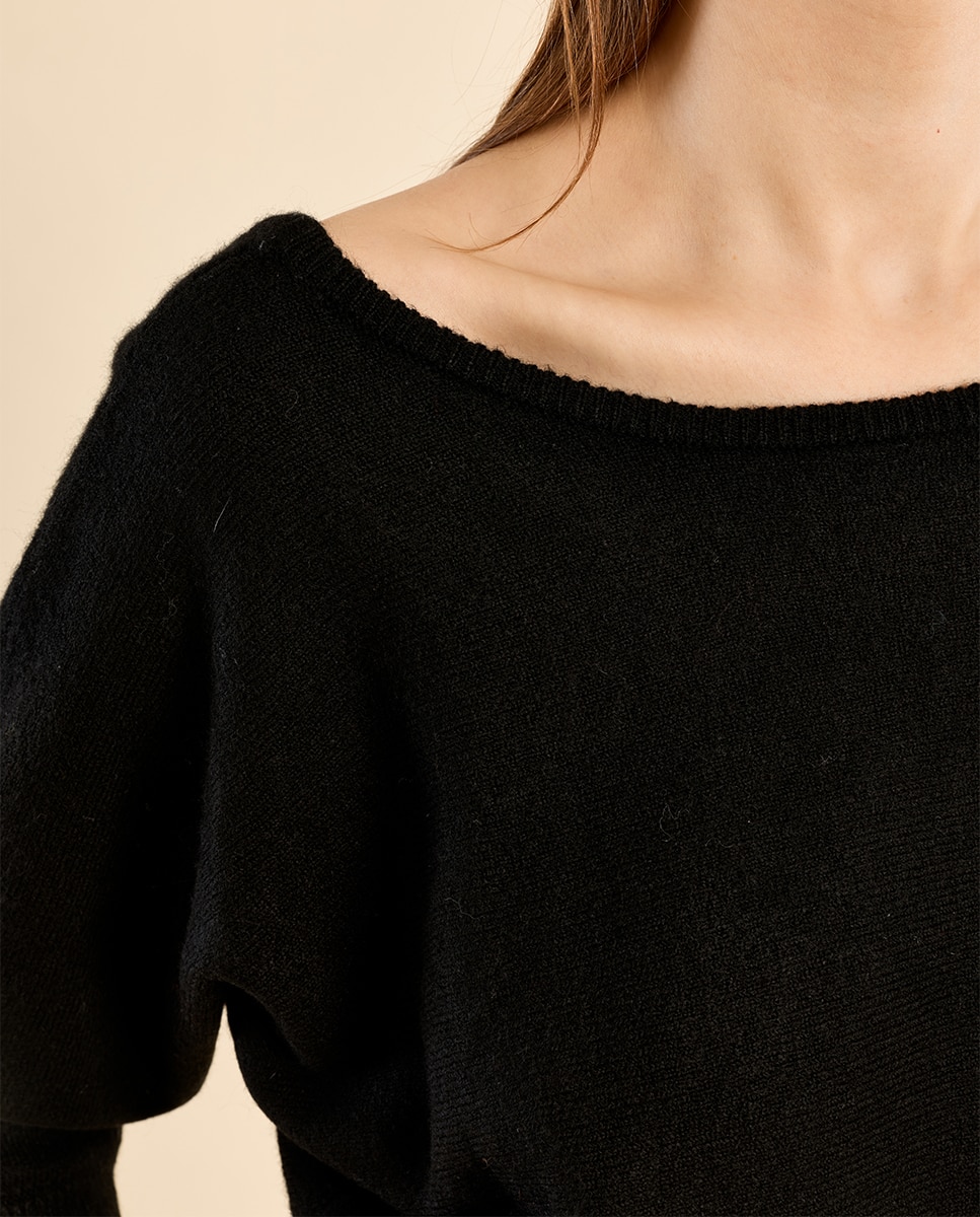 Jersey de mujer de manga 3/4 cuello barco - Molly Bracken - Negro Negro-5