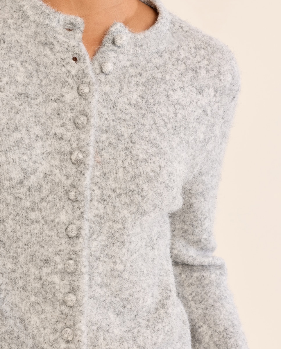 Cárdigan de mujer de manga larga cierre botones - Molly Bracken - Gris Gris-5