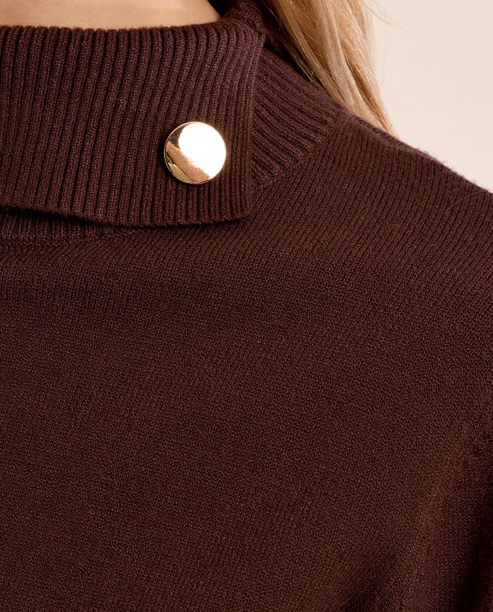 Jersey de mujer de manga larga con cuello alto - Molly Bracken - Marrón Marrón-5
