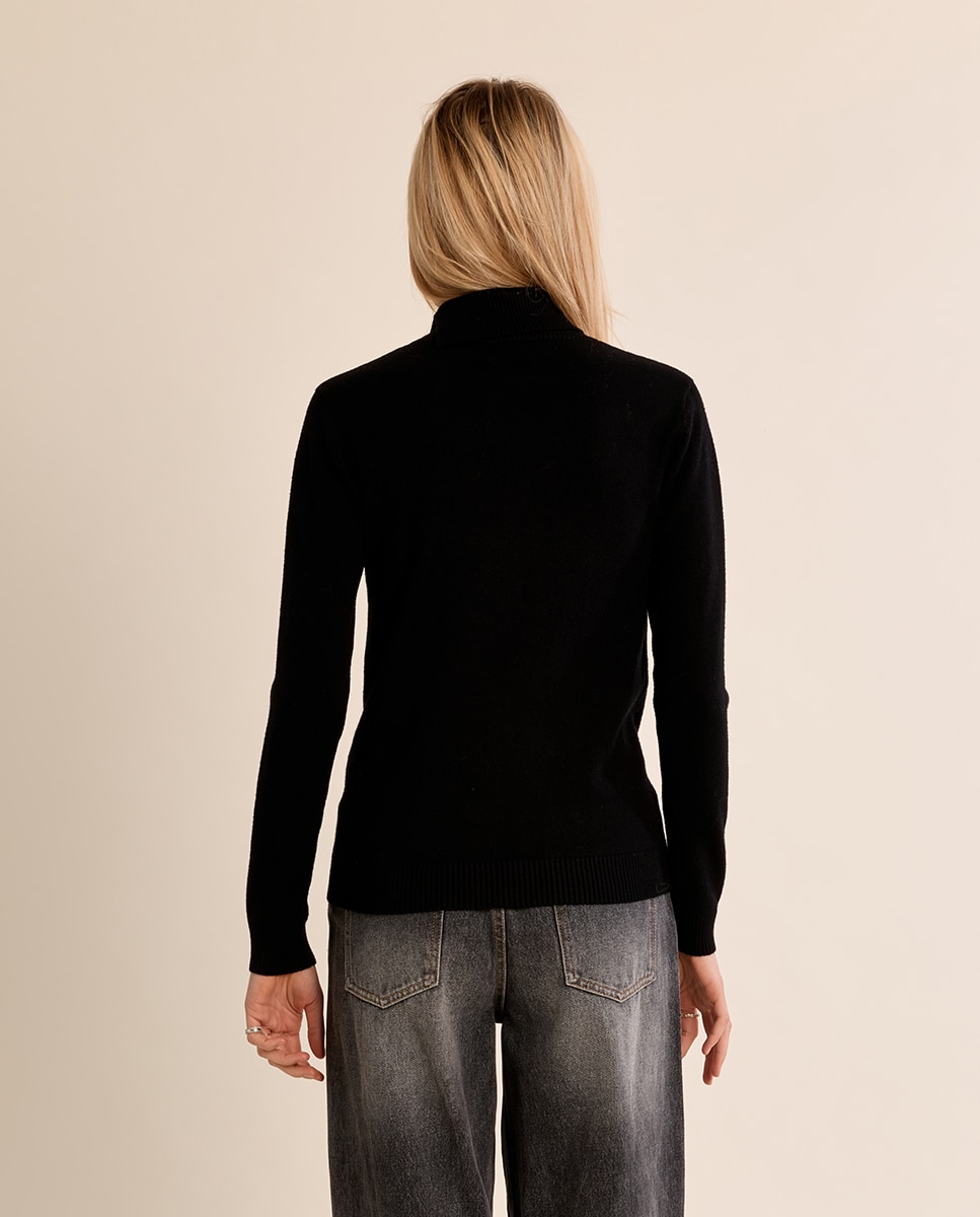 Jersey de mujer de manga larga con cuello alto - Molly Bracken - Negro Negro-4
