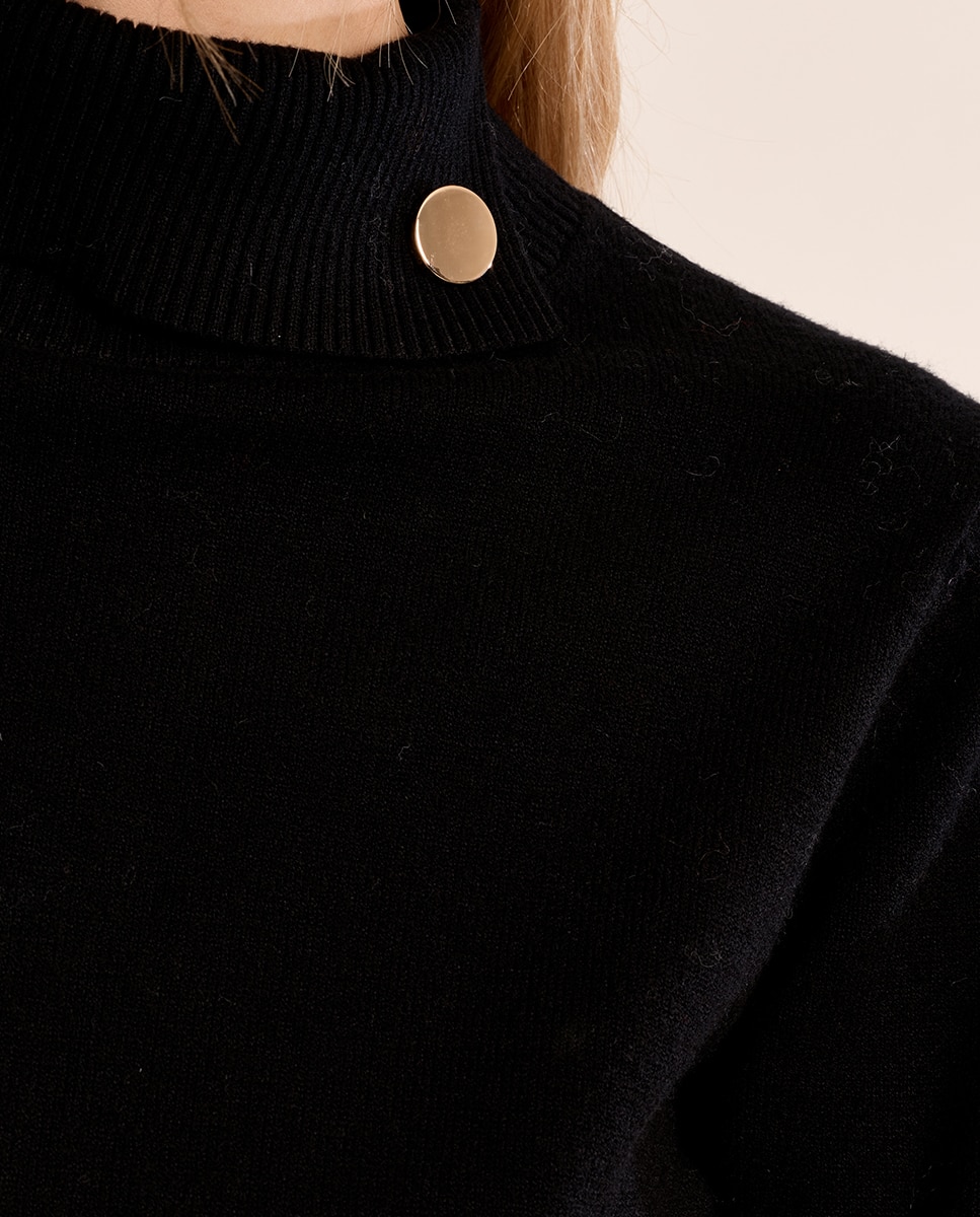 Jersey de mujer de manga larga con cuello alto - Molly Bracken - Negro Negro-5