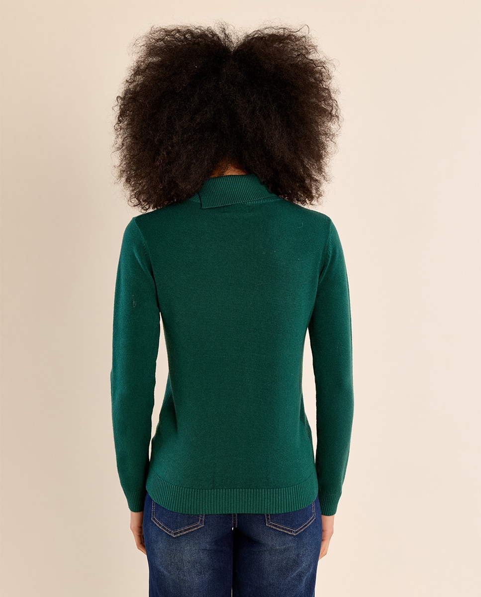 Jersey de mujer de manga larga con cuello alto - Molly Bracken - Verde oscuro Verde oscuro-4