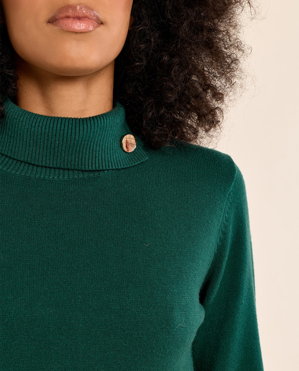 Jersey de mujer de manga larga con cuello alto - Molly Bracken - Verde oscuro Verde oscuro-5