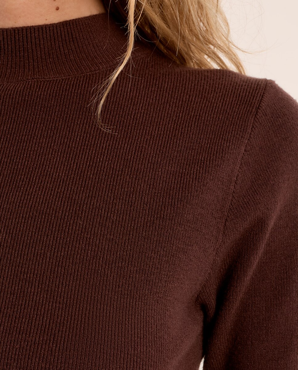 Jersey de mujer de manga corta ajustado - Molly Bracken - Marrón chocolate Marrón chocolate-5