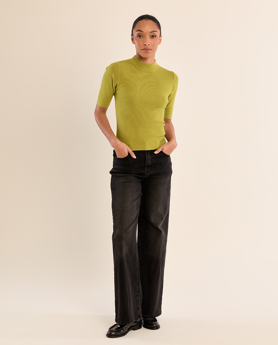 Jersey de mujer de manga corta ajustado - Molly Bracken - Verde Oliva Verde Oliva-1