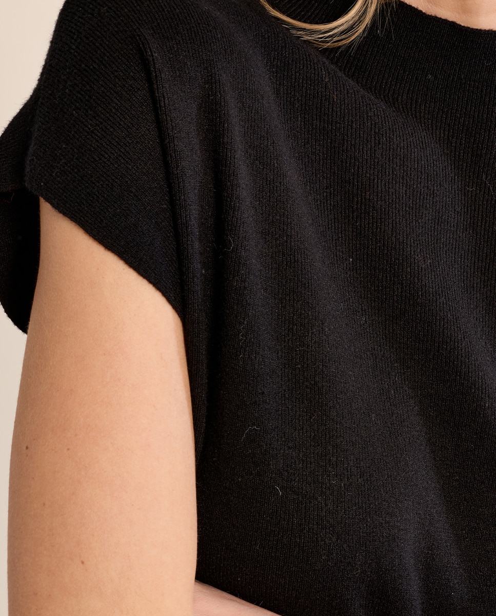 Jersey de mujer de manga corta cuello cerrado - Molly Bracken - Negro Negro-5