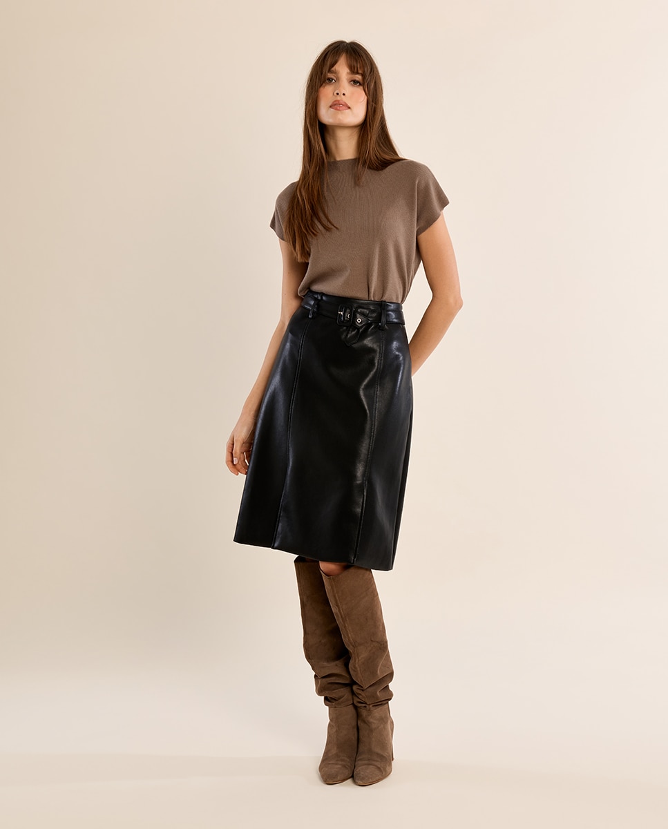 Jersey de mujer de manga corta cuello cerrado - Molly Bracken - Kaki Kaki-1