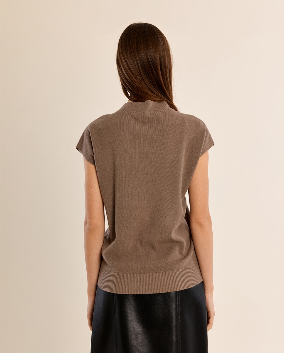 Jersey de mujer de manga corta cuello cerrado - Molly Bracken - Kaki Kaki-4