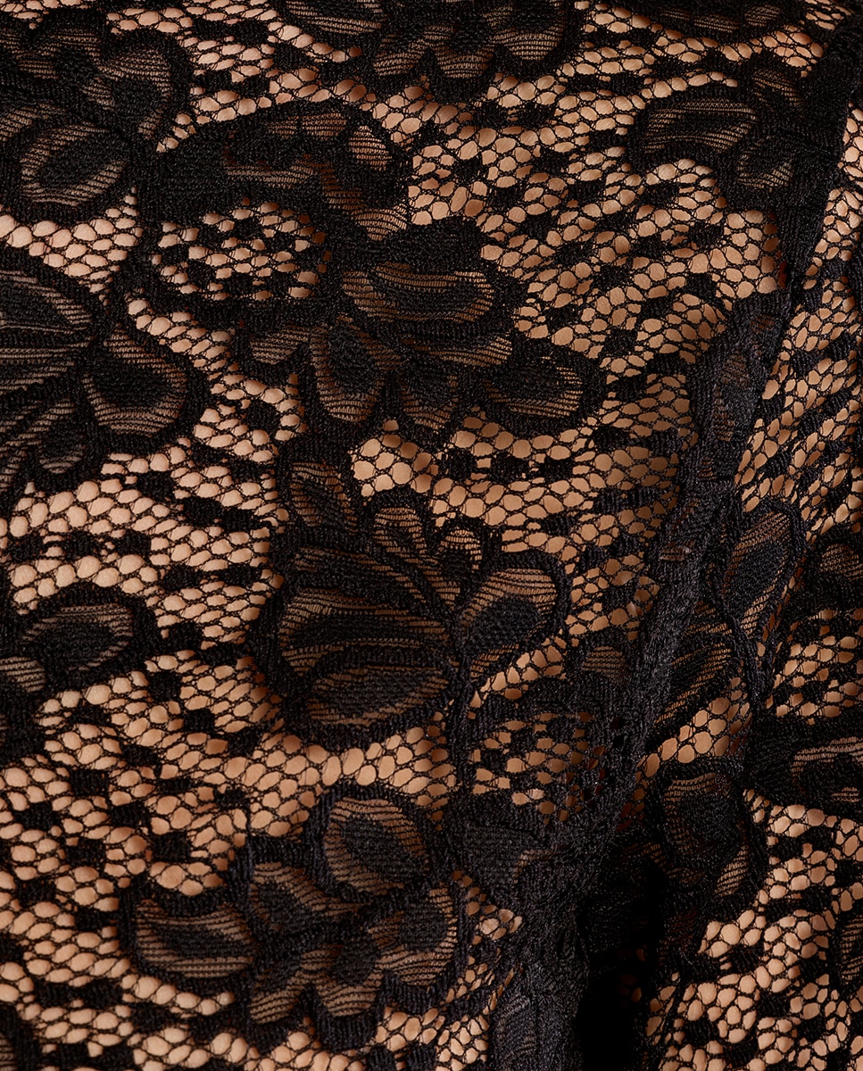 Jersey de mujer de manga larga de encaje - Molly Bracken - Negro Negro-5
