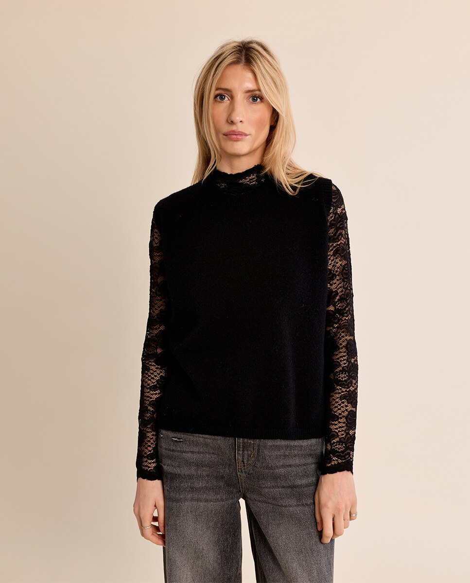 Jersey de mujer sin manga espalda descubierta - Molly Bracken - Negro Negro-2