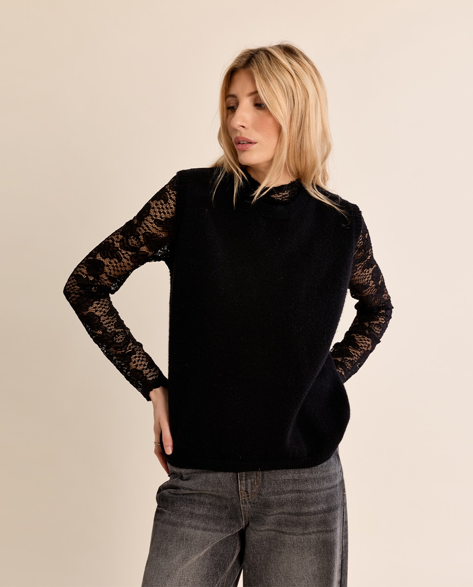 Jersey de mujer sin manga espalda descubierta - Molly Bracken - Negro Negro-3