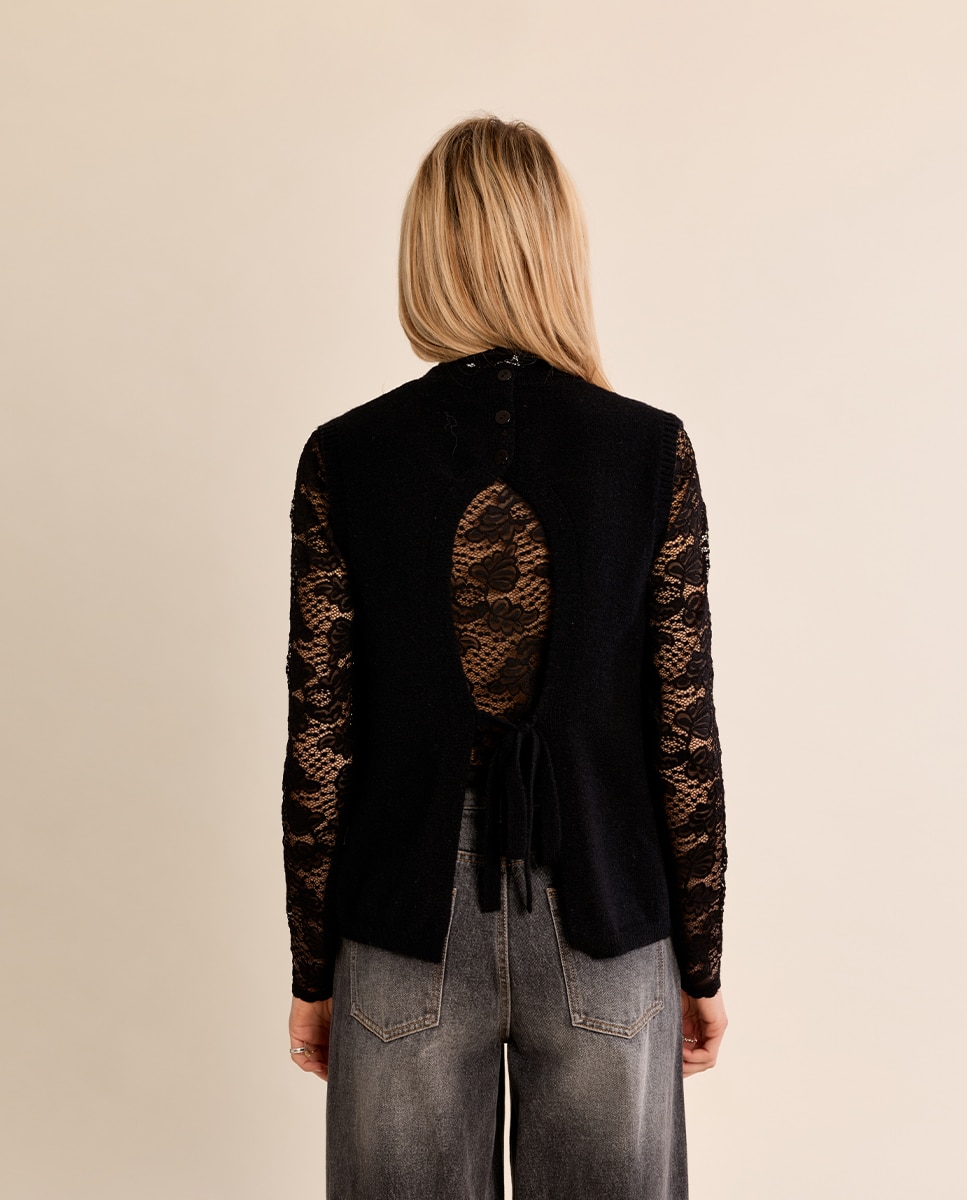 Jersey de mujer sin manga espalda descubierta - Molly Bracken - Negro Negro-4