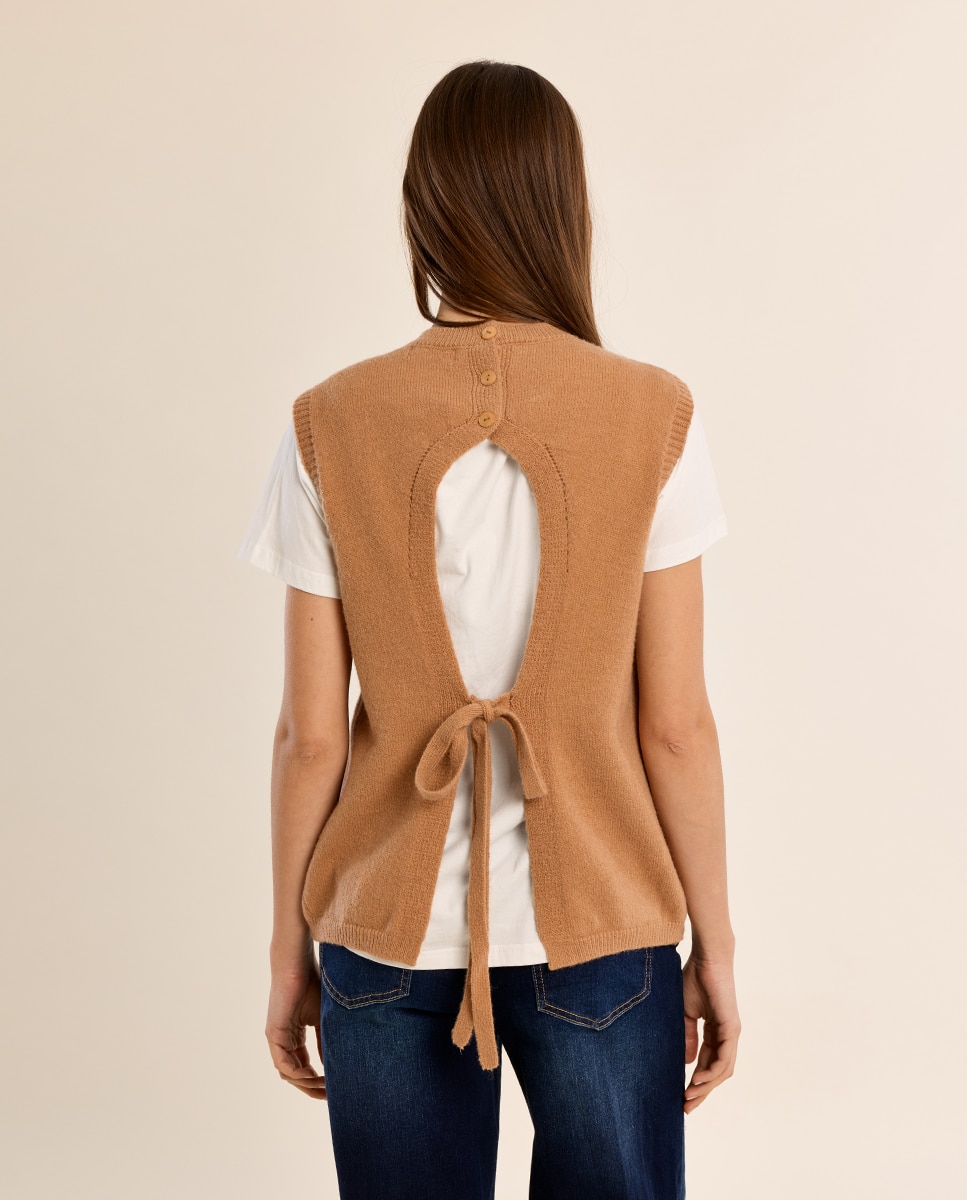 Jersey de mujer sin manga espalda descubierta - Molly Bracken - Camel Camel-4