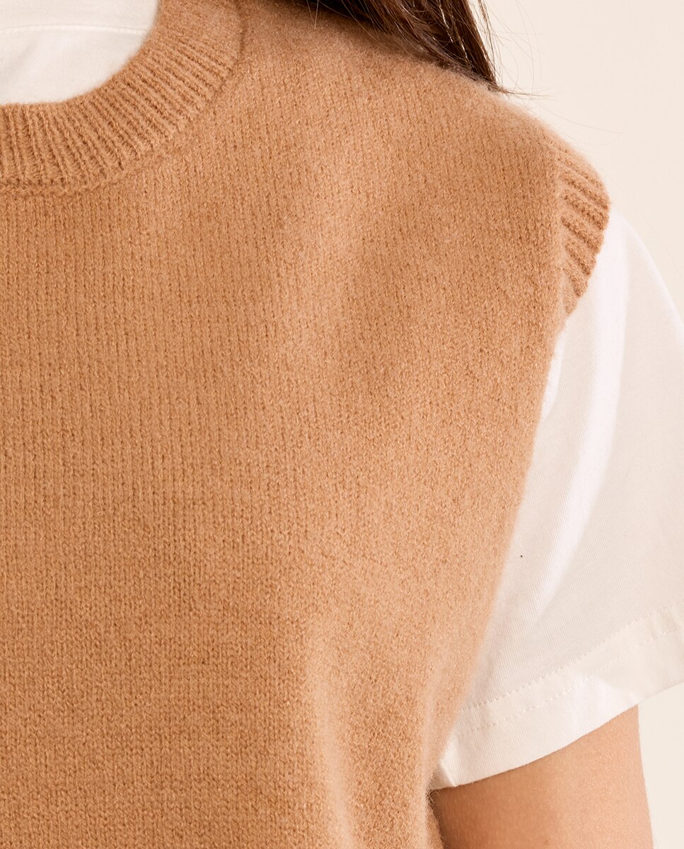 Jersey de mujer sin manga espalda descubierta - Molly Bracken - Camel Camel-5